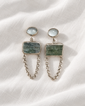 Raw Kyanite ve Akuamarin Gümüş Küpe
