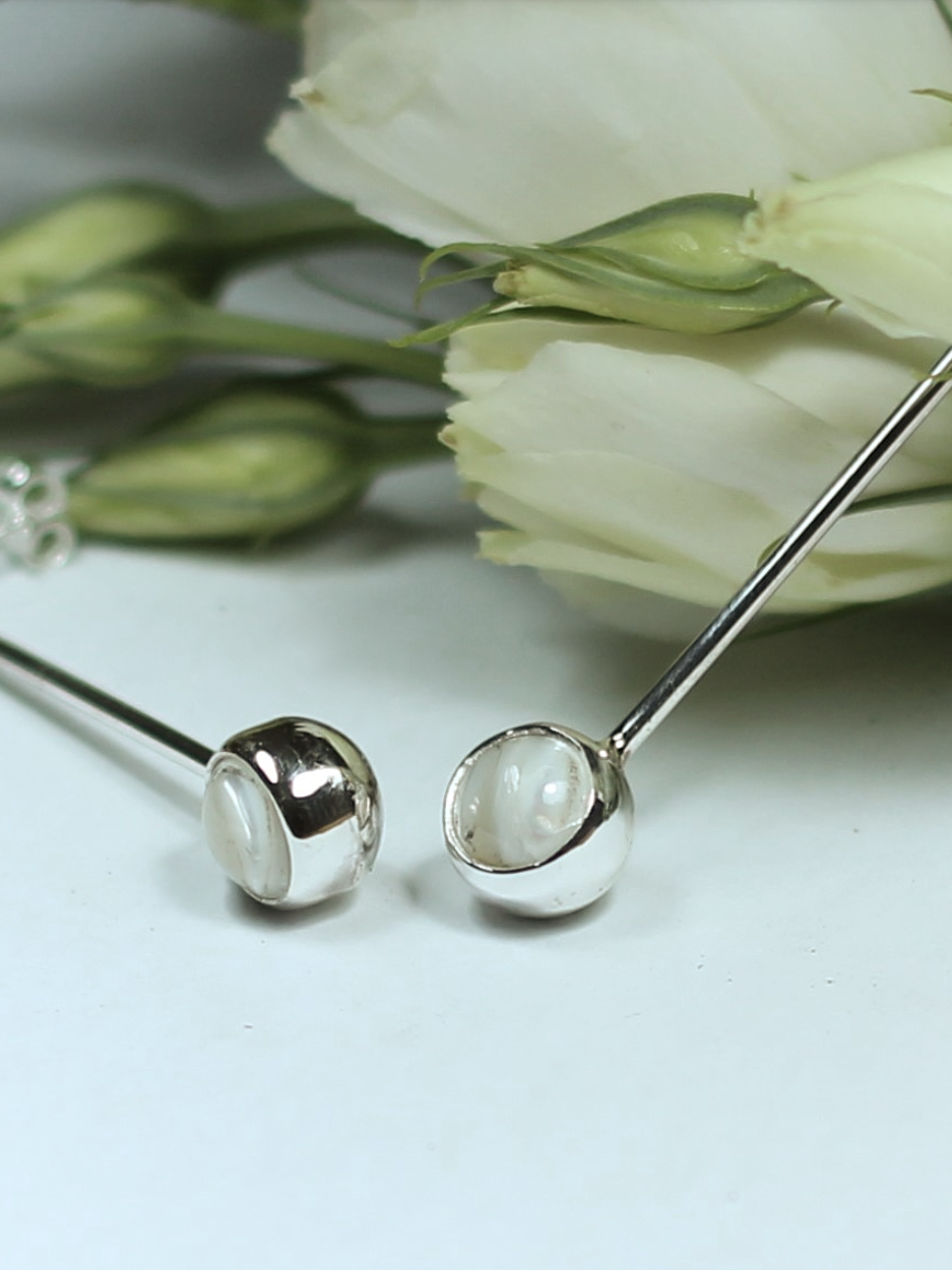 Gümüş Küre Sedef Taşlı Küpe