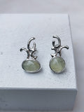 Prehnite Taşlı Pimli Gümüş Küpe