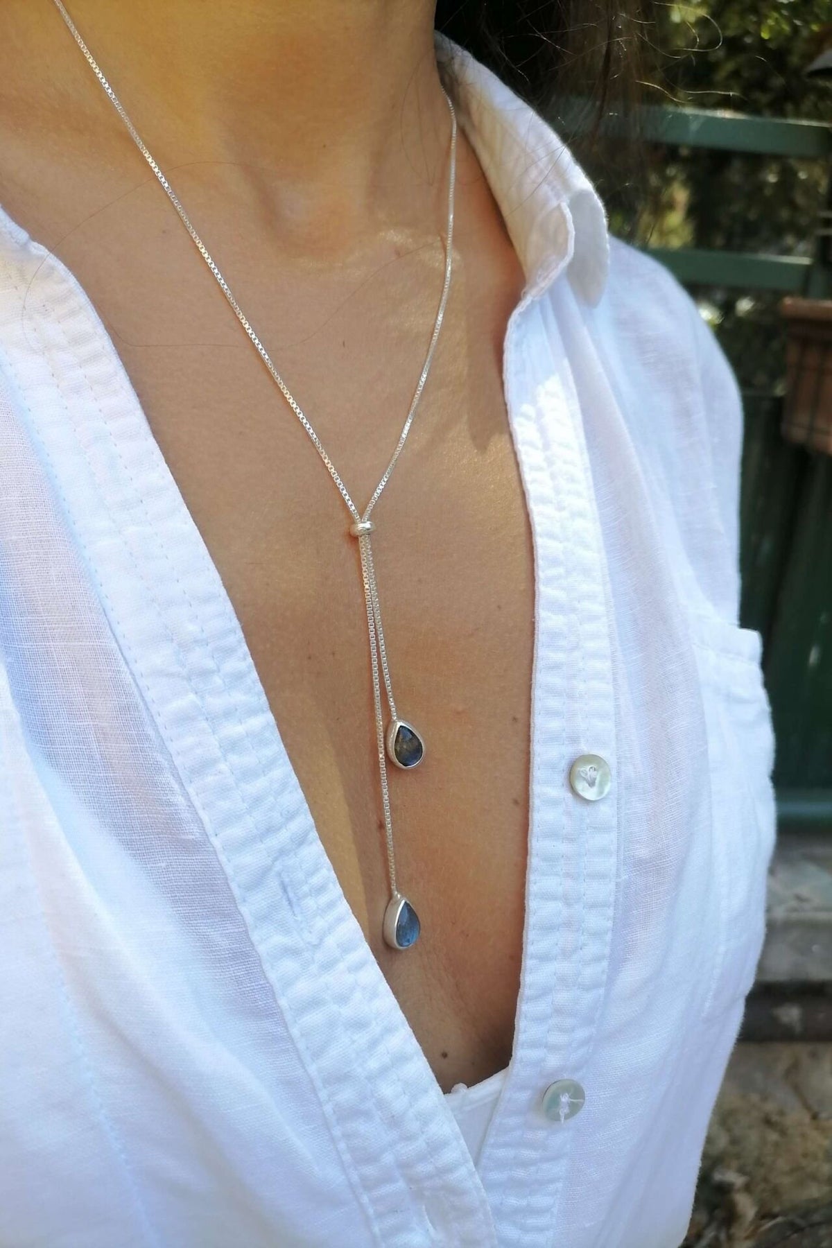 Damla Labradorite Taşlı Gümüş Kolye