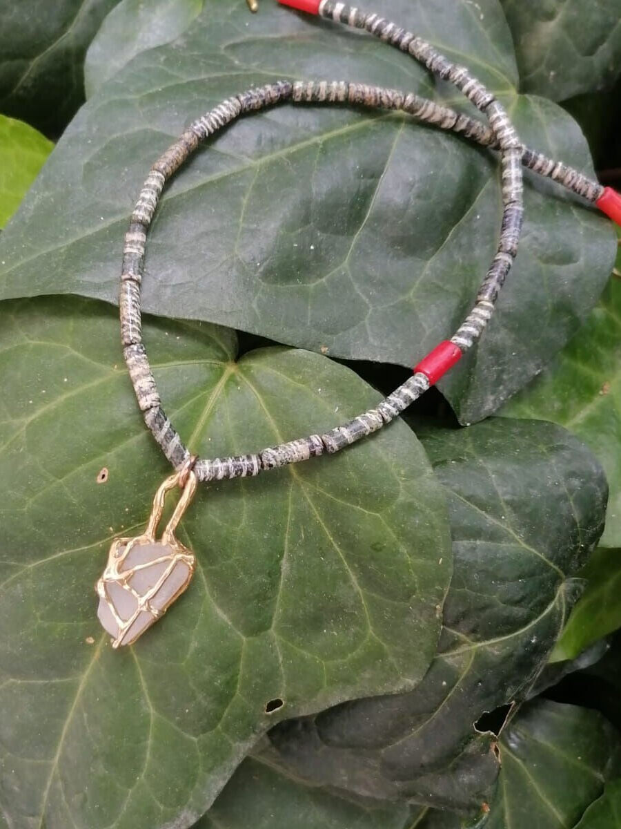 Deniz Camı Bronz Kolye - Serpentine Dizide