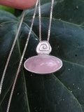 Elips Rose Quartz Gümüş Kolye