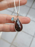 Damla Mahogany Obsidian ve Labradorite Taşlı Gümüş Kolye