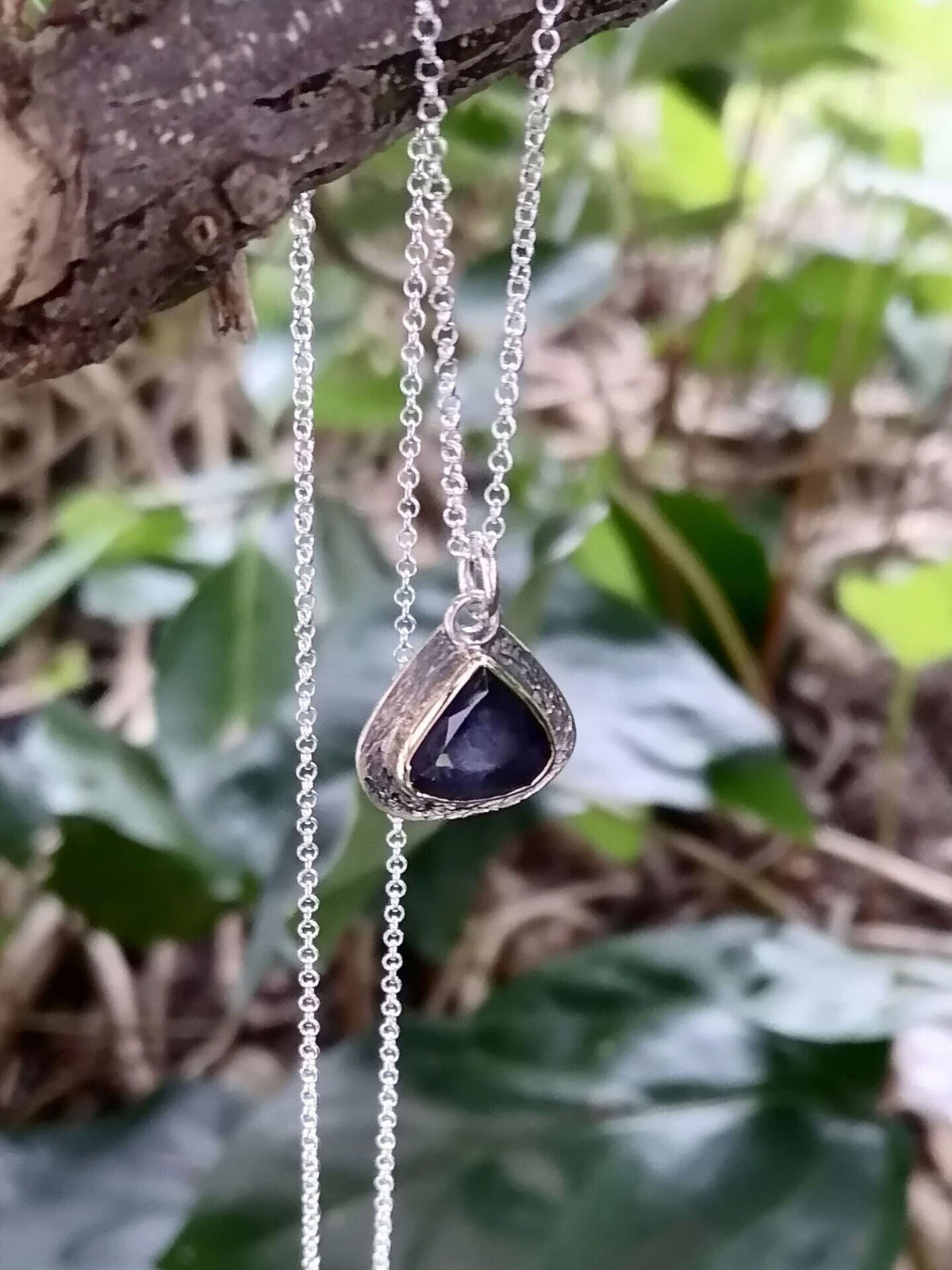 Tanzanite Taşlı Altın Sıvama Gümüş Kolye I