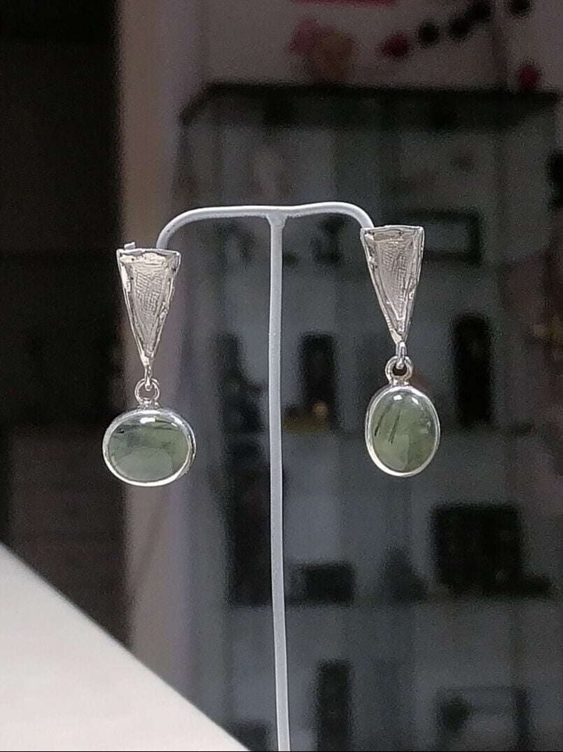 Prehnite Gümüş Küpe