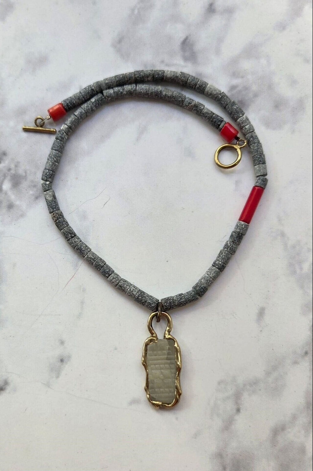 Jade ve Deniz Camı Kolye