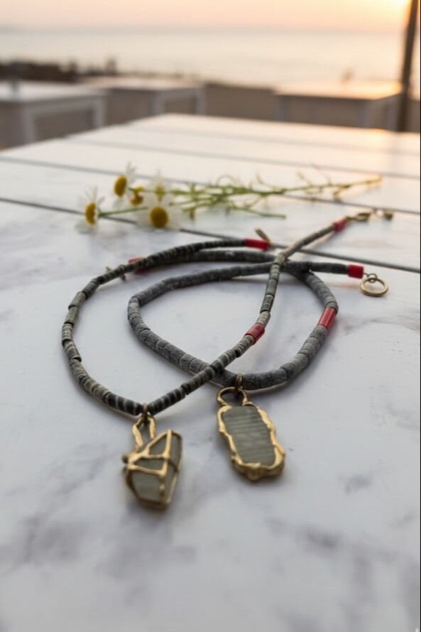 Jade ve Deniz Camı Kolye