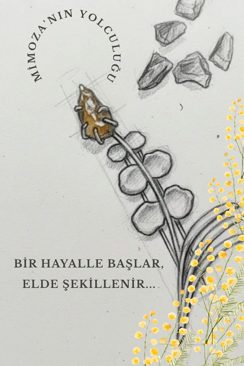 Citrine Taşlı Mimoza Broş