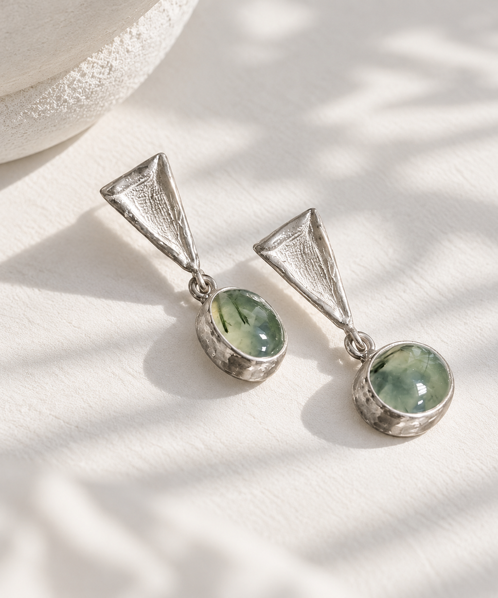 Prehnite Gümüş Küpe