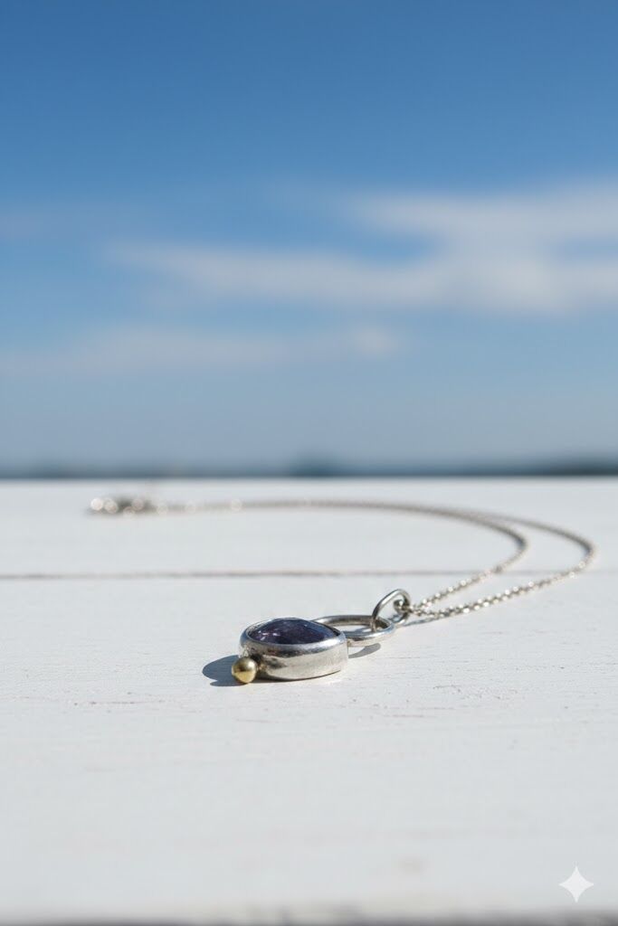Tanzanite Taşlı El Yapımı Gümüş Kolye